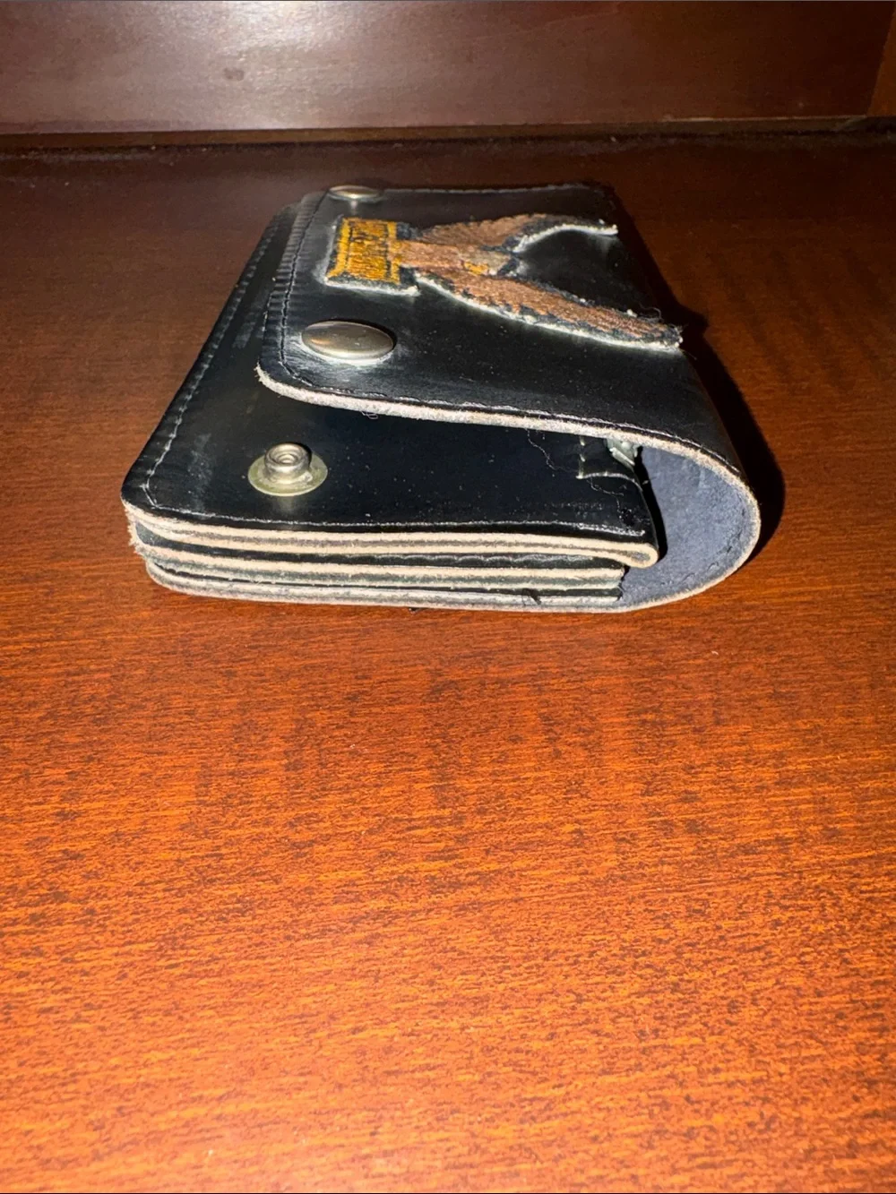 Harley Davidson Top Grain Genuine Cowhide Leather Biker Wallet Eagle Snap